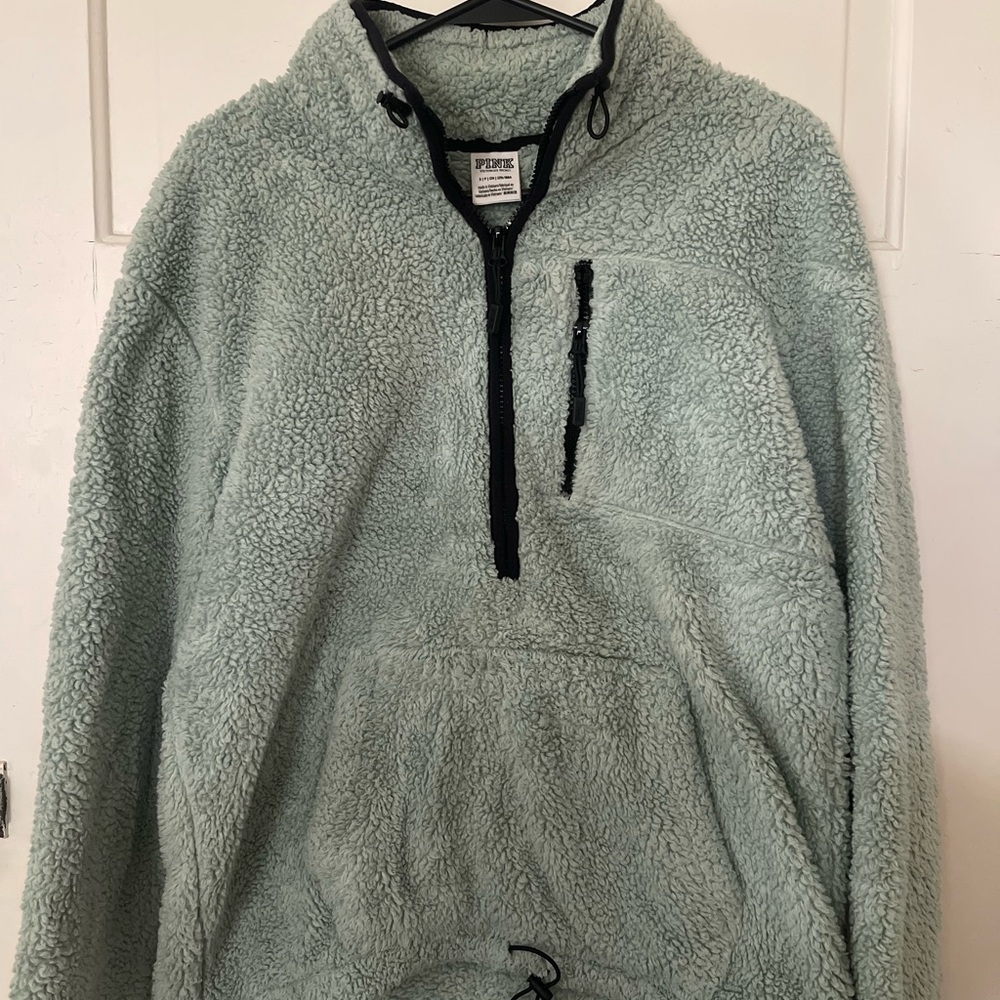PINK Victoria's Secret Green Sherpa Hoodie